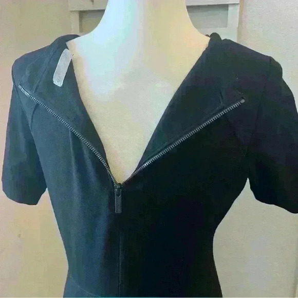 Athleta Black Short Sleeve Fit & Flare Dress with Back Zipper - Picture 4 of 8